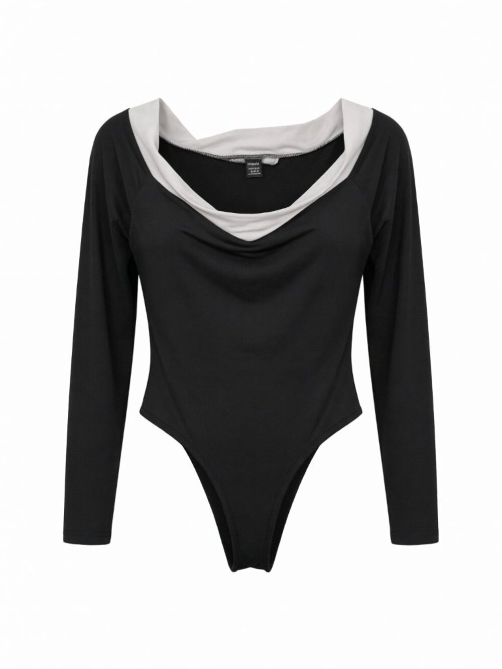 Shein Black White Women's Long Sleeve Bodysuit Black/White Sz S